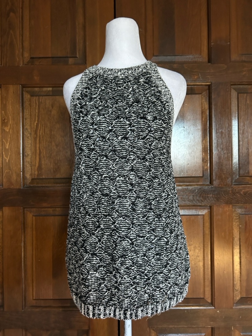 Anthropologie Moth Debussy Marled Sweater Tank Top Small S Black White Knit - Picture 2 of 9